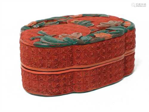 A Chinese cinnabar lacquered box and cover,