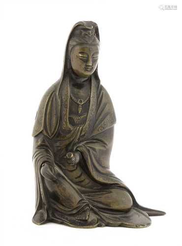 A Chinese bronze Guanyin,