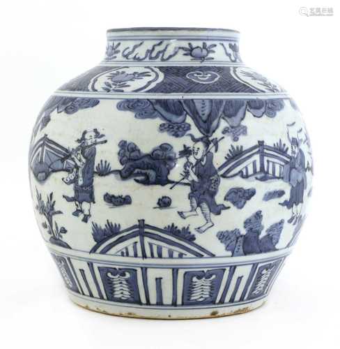 A Chinese blue and white jar,