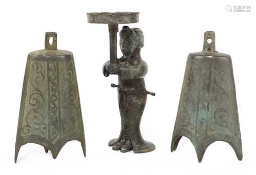 A Chinese bronze candlestick,