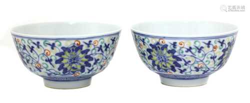 A pair of Chinese doucai bowls,