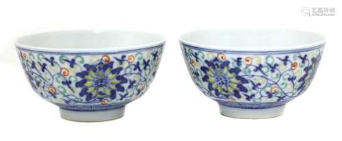 A pair of Chinese doucai bowls,