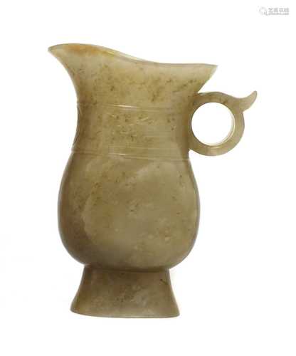 A Chinese jade pouring vessel,