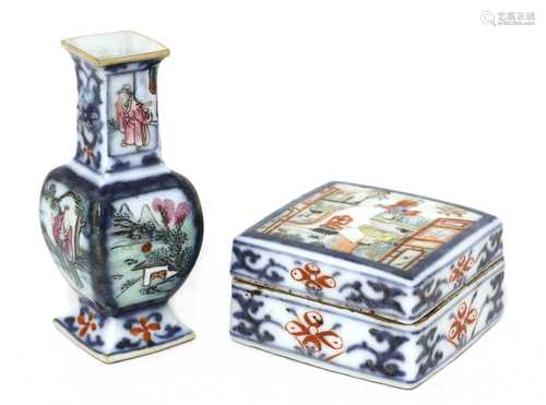 A Chinese famille rose seal box,