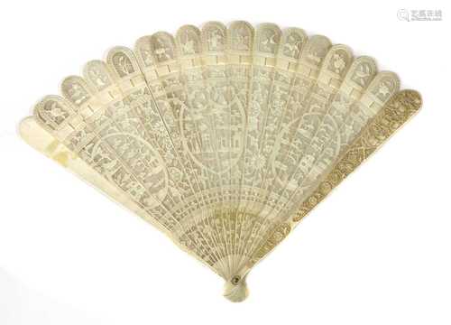 A Chinese ivory brisé fan,