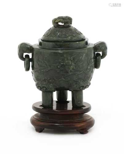 A Chinese jade incense burner,