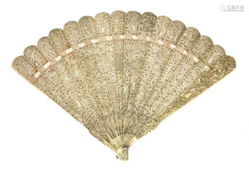 A Chinese ivory brisé fan,