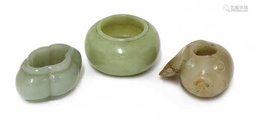 A collection of three Chinese jade waterpots,