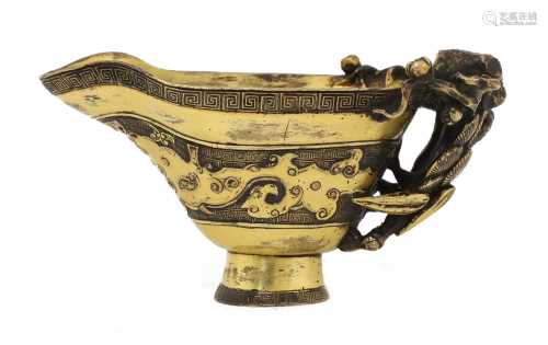 A Chinese gilt-bronze libation cup,