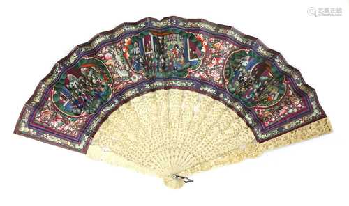 A Chinese ivory brisé fan,