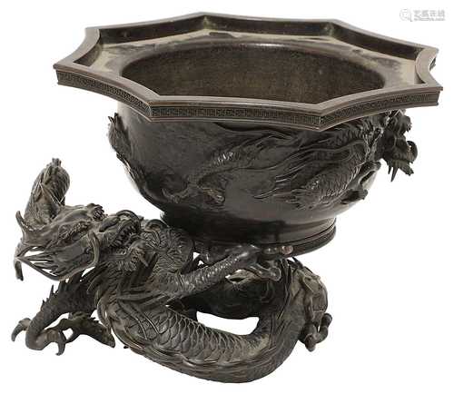 A Japanese bronze koro,