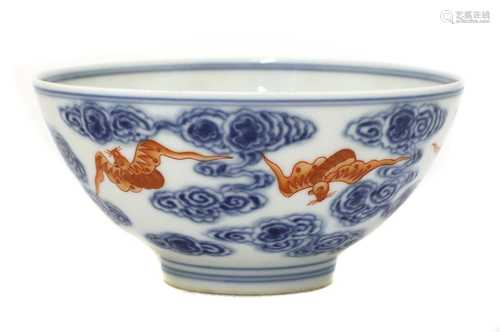 A Chinese iron-red and blue bowl,