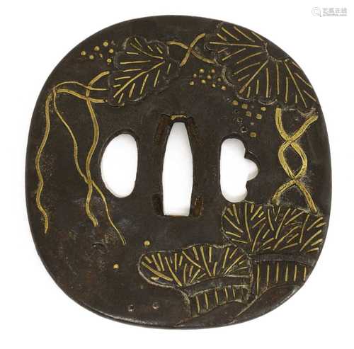 A Japanese bronze tsuba,