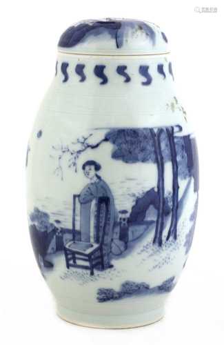 A Chinese blue and white vase and cover,