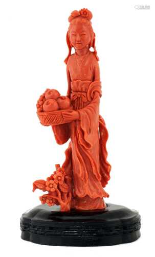 A Chinese coral figure,