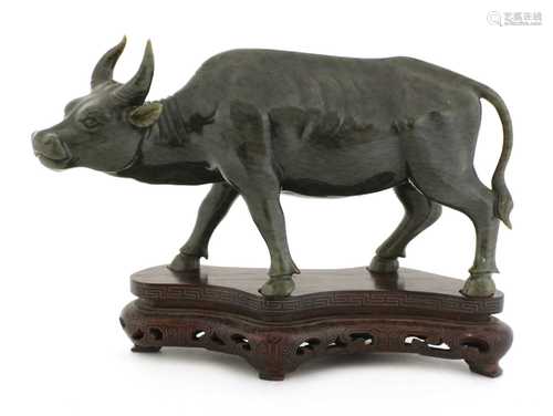 A Chinese jade buffalo,