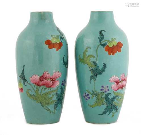 A pair of Chinese famille rose vases,