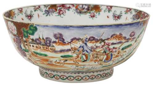 A Chinese export famille rose punch bowl,