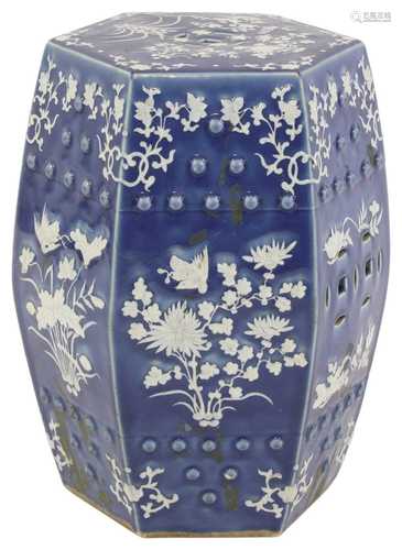 A Chinese blue and white garden seat,