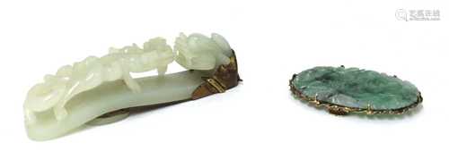 A Chinese jade belt hook,