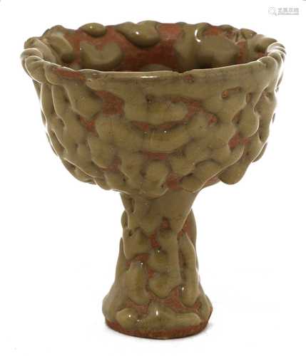 A Chinese celadon-glazed stem cup,