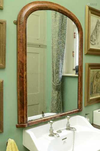 A Victorian walnut wall mirror,