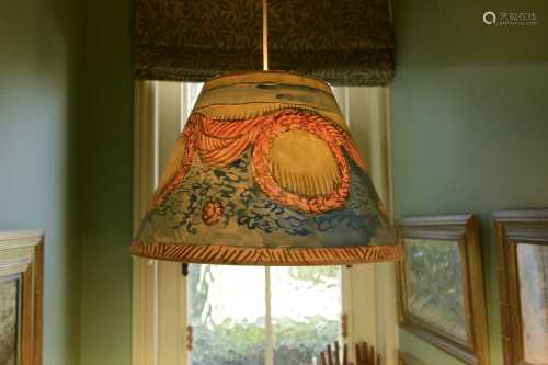 Two hand-painted light shades,