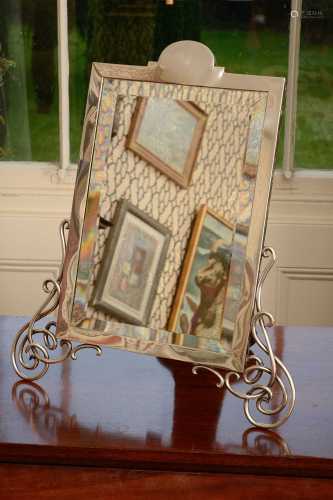 A Victorian silver easel-backed dressing table mirror,