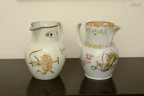 A named pearlware jug,