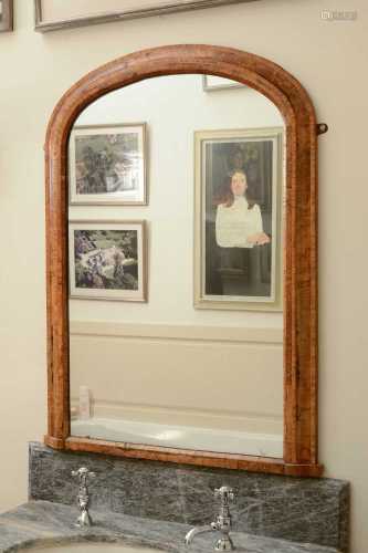 A Victorian burr walnut mirror,