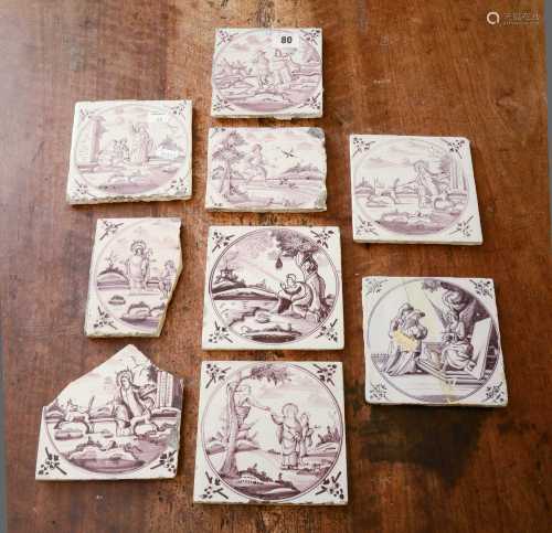 A collection of delft tiles,