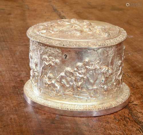 An Asprey & Co. silver-plated biscuit box,