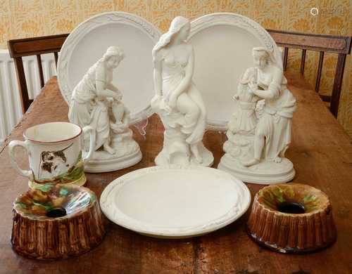 Three Parian figures,