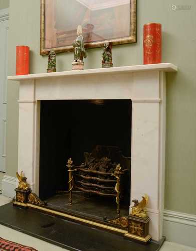 A French Empire bronze and gilt-bronze fire kerb,