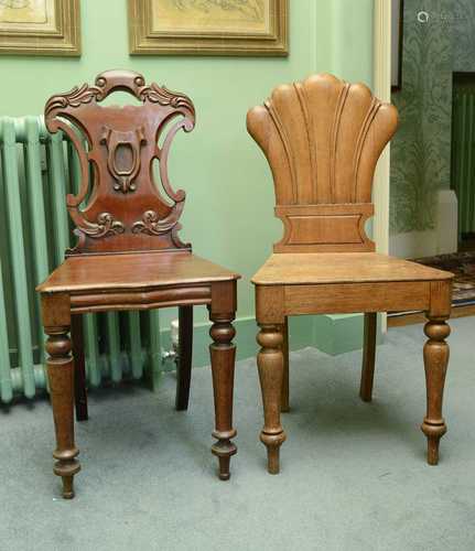 A Victorian mahogany hall chair,