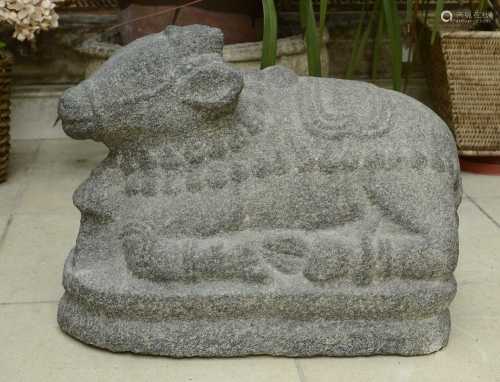A large granite carving of Nandi,