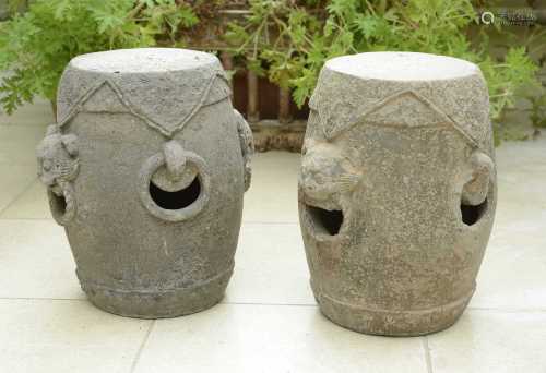 A pair of archaistic Chinese-style garden seats,