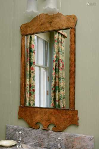 A George II-style walnut fret-framed mirror,