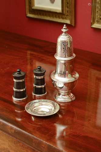 A George IV silver sugar caster,