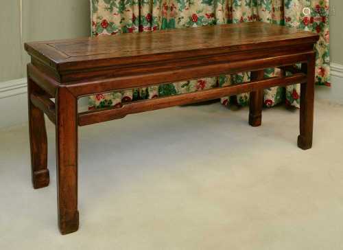 A Chinese hardwood low occasional table or bench,