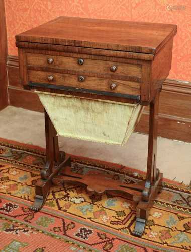 A William IV rosewood worktable,