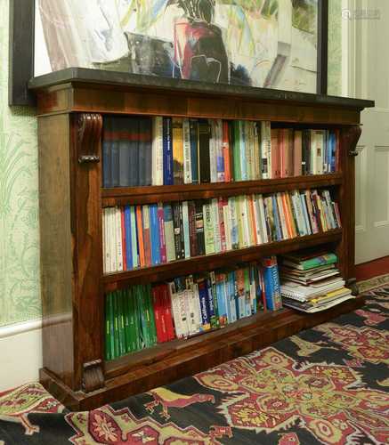 A rosewood dwarf bookcase,