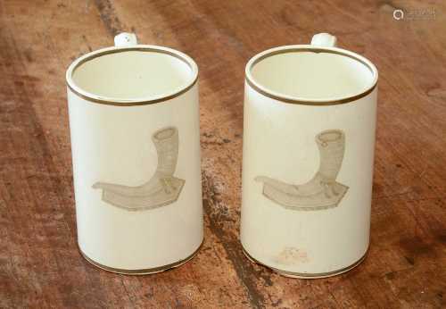 A pair of Wedgwood creamware mugs,