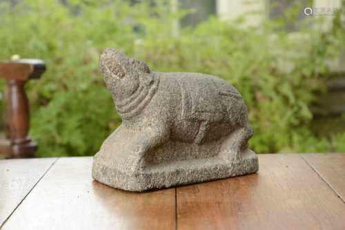An Indian granite carving of the Mushika or vahana of Ganesh...