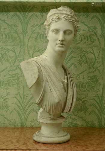 A plaster bust of Diana,