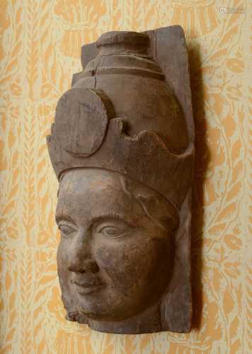 A Sino-Tibetan or South-East Asian carved wooden corbel,