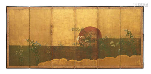 ANONYMOUS Sunset over Musashi Plain, Momoyama (1573-1615) or...