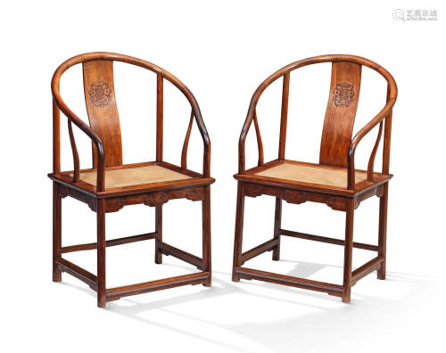 A fine pair of huanghuali horseshoe-back armchairs, quanyi 1...