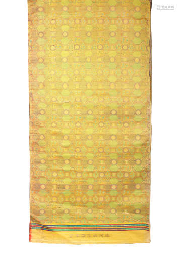 A bolt of silk yellow-ground brocade Late Qing Dynasty