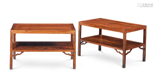 A RARE PAIR OF HUANGHUALI SIDE-TABLES WITH SHELF, ZHUO 17th ...
